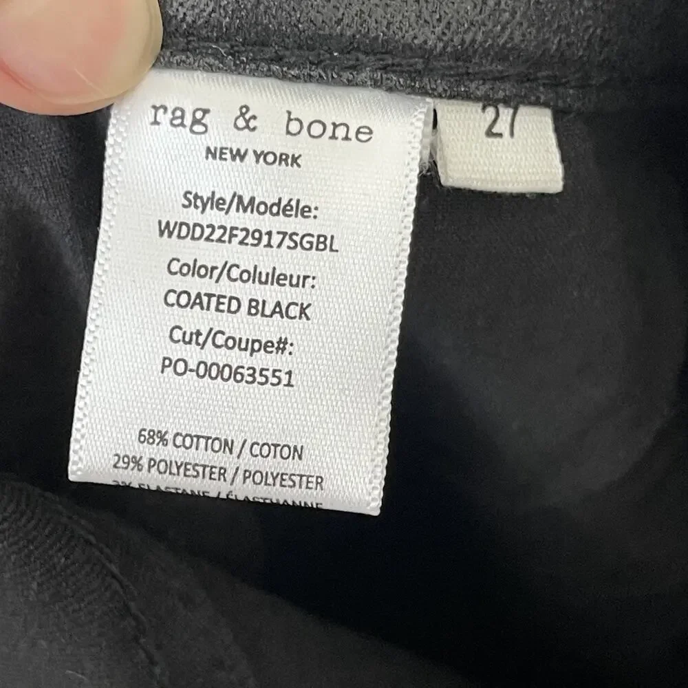Rag & Bone Casey High Rise Ankle Flare Jeans Womens 27 Coated Black Stretch Crop